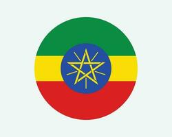 Ethiopia Round Country Flag. Circular Ethiopian National Flag. Federal Democratic Republic of Ethiopia Circle Shape Button Banner. EPS Vector Illustration.