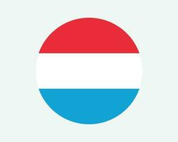 Luxembourg Round Country Flag. Luxembourger Circle National Flag. Grand Duchy of Luxembourg Circular Shape Button Banner. EPS Vector Illustration.