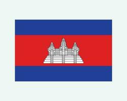 National Flag of Cambodia Kampuchea. Cambodian Khmer Country Flag. Kingdom of Cambodia Detailed Banner. EPS Vector Illustration Cut File.