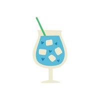 glass with cocktail in flat style. hand drawn vector illustration.