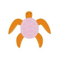 Tortuga mano dibujado en plano estilo. vector ilustración