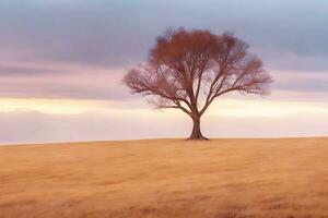 gratis solitario árbol. ai generado foto