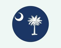 South Carolina USA Round State Flag. SC, US Circle Flag. State of South Carolina, United States of America Circular Shape Button Banner. EPS Vector Illustration.