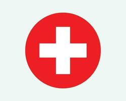 Switzerland Round Country Flag. Swiss Circle National Flag. Swiss Confederation Circular Shape Button Banner. EPS Vector Illustration.