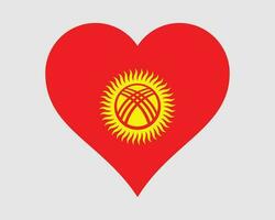 Kyrgyzstan Heart Flag. Kirghizia Love Shape Country Nation National Flag. Kyrgyz Republic Banner Icon Sign Symbol. EPS Vector Illustration.