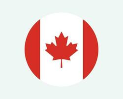 Canada Round Country Flag. Circular Canadian National Flag. Canada Circle Shape Button Banner. EPS Vector Illustration.