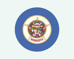 Minnesota USA Round State Flag. MN, US Circle Flag. State of Minnesota, United States of America Circular Shape Button Banner. EPS Vector Illustration.