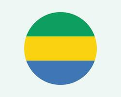 Gabon Round Country Flag. Circular Gabonese National Flag. Gabonese Republic Circle Shape Button Banner. EPS Vector Illustration.