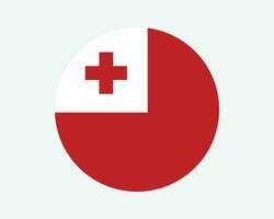 Tonga Round Country Flag. Tongan Circle National Flag. Kingdom of Tonga Circular Shape Button Banner. EPS Vector Illustration.