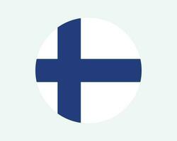 Finland Round Country Flag. Circular Finnish National Flag. Republic of Finland Circle Shape Button Banner. EPS Vector Illustration.