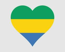 Gabon Heart Flag. Gabonaise Love Shape Country Nation National Flag. Gabonese Republic Banner Icon Sign Symbol. EPS Vector Illustration.