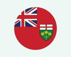 Ontario Canada Round Flag. ON, Canadian Province Circle Flag. Ontario Canada Circular Shape Button Banner. EPS Vector Illustration.