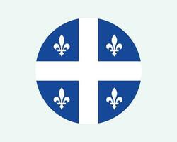 Quebec Canada Round Flag. QC, Canadian Circle Flag. Quebec Canada Province Circular Shape Button Banner. EPS Vector Illustration.