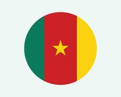 Cameroon Round Country Flag. Circular Cameroonian National Flag. Republic of Cameroon Circle Shape Button Banner. EPS Vector Illustration.
