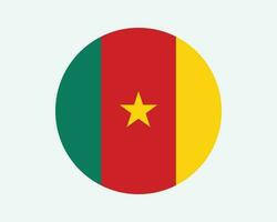 Cameroon Round Country Flag. Circular Cameroonian National Flag. Republic of Cameroon Circle Shape Button Banner. EPS Vector Illustration.