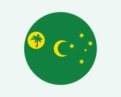 Cocos Keeling Islands Round Flag. Australian Cocos Keeling Islands Circle Flag. External territory of Australia Circular Shape Button Banner. EPS Vector Illustration.