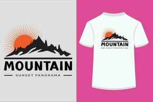 Mountain Sunset Panorama vector T Shirt design.