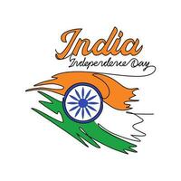 One continuous line drawing of India Independence Day with white background. Patriotic symbol design in simple linear style. India Independence day design concept vector illustration.