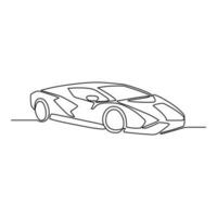 One continuous line drawing of car as land vehicle with white background. Land transportation design in simple linear style. Non coloring vehicle design concept vector illustration