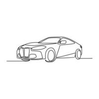 One continuous line drawing of car as land vehicle with white background. Land transportation design in simple linear style. Non coloring vehicle design concept vector illustration