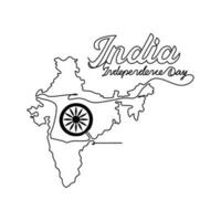 One continuous line drawing of India Independence Day with white background. Patriotic symbol design in simple linear style. India Independence day design concept vector illustration.