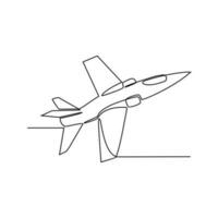 One continuous line drawing of airplane as air vehicle and transportation with white background.Air transportation design in simple linear style.Non coloring vehicle design concept vector illustration