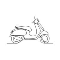 One continuous line drawing of motorcycle as land vehicle with white background. Land transportation design in simple linear style. Non coloring vehicle design concept vector illustration