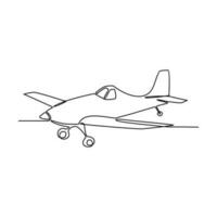 One continuous line drawing of airplane as air vehicle and transportation with white background.Air transportation design in simple linear style.Non coloring vehicle design concept vector illustration