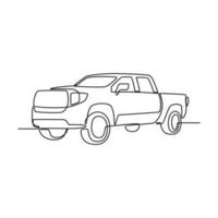 One continuous line drawing of truck as land vehicle with white background. Land transportation design in simple linear style. Non coloring vehicle design concept vector illustration