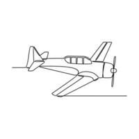 One continuous line drawing of airplane as air vehicle and transportation with white background.Air transportation design in simple linear style.Non coloring vehicle design concept vector illustration