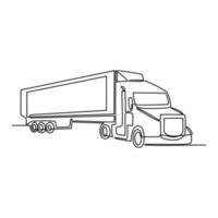 uno continuo línea dibujo de camión como tierra vehículo con blanco antecedentes. tierra transporte diseño en sencillo lineal estilo. no colorante vehículo diseño concepto vector ilustración