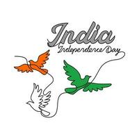 One continuous line drawing of India Independence Day with white background. Patriotic symbol design in simple linear style. India Independence day design concept vector illustration.