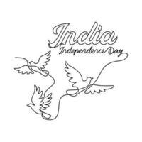 One continuous line drawing of India Independence Day with white background. Patriotic symbol design in simple linear style. India Independence day design concept vector illustration.