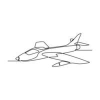 One continuous line drawing of airplane as air vehicle and transportation with white background.Air transportation design in simple linear style.Non coloring vehicle design concept vector illustration