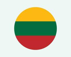 Lithuania Round Country Flag. Lithuanian Circle National Flag. Republic of Lithuania Circular Shape Button Banner. EPS Vector Illustration.