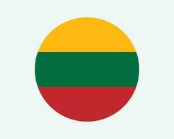 Lithuania Round Country Flag. Lithuanian Circle National Flag. Republic of Lithuania Circular Shape Button Banner. EPS Vector Illustration.