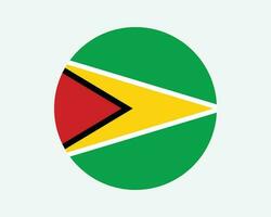 Guyana Round Country Flag. Guyanese Circle National Flag. Co-operative Republic of Guyana Circular Shape Button Banner. EPS Vector Illustration.