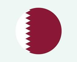 Qatar Round Country Flag. Qatari Circle National Flag. State of Qatar Circular Shape Button Banner. EPS Vector Illustration.