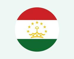 Tajikistan Round Country Flag. Tajikistani Tajik Circle National Flag. Republic of Tajikistan Circular Shape Button Banner. EPS Vector Illustration.