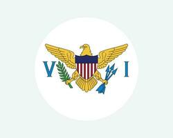 United States Virgin Islands Round Flag. USVI Circle Flag. Unincorporated and Organized US USA Territory Circular Shape Button Banner. EPS Vector Illustration.