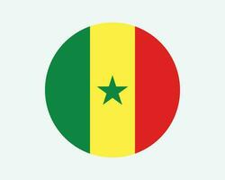 Senegal Round Country Flag. Senegalese Circle National Flag. Republic of Senegal Circular Shape Button Banner. EPS Vector Illustration.
