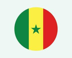 Senegal Round Country Flag. Senegalese Circle National Flag. Republic of Senegal Circular Shape Button Banner. EPS Vector Illustration.