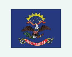North Dakota USA State Flag. Flag of ND, USA isolated on white background. United States, America, American, United States of America, US State. Vector illustration.