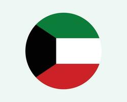 Kuwait Round Country Flag. Kuwaiti Circle National Flag. State of Kuwait Circular Shape Button Banner. EPS Vector Illustration.