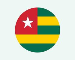 Togo Round Country Flag. Togolese Circle National Flag. Togolese Republic Circular Shape Button Banner. EPS Vector Illustration.