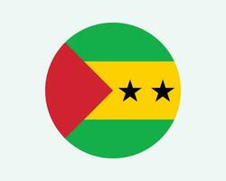 Sao Tome and Principe Round Country Flag. Saint Thomas and Prince Circle National Flag. Sao Tome and Principe Circular Shape Button Banner. EPS Vector Illustration.