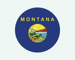 Montana USA Round State Flag. MT, US Circle Flag. State of Montana, United States of America Circular Shape Button Banner. EPS Vector Illustration.