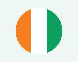 Ivory Coast Round Country Flag. Circular Cote d Ivoire National Flag. Republic of Cote d Ivoire Circle Shape Button Banner. EPS Vector Illustration.