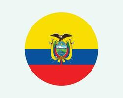 Ecuador Round Country Flag. Circular Ecuadorian National Flag. Republic of Ecuador Circle Shape Button Banner. EPS Vector Illustration.