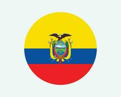 Ecuador Round Country Flag. Circular Ecuadorian National Flag. Republic of Ecuador Circle Shape Button Banner. EPS Vector Illustration.